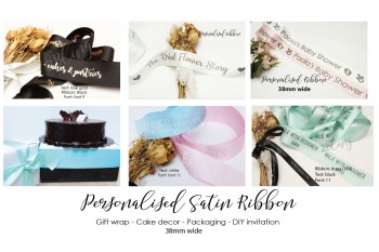 38mm wide, 8 meters Custom Personalised Print Satin Ribbon, Wedding ribbon, Ribbon branding, your owned logo